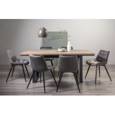 Tivoli Weathered Oak 6-8 Seater Table & 6 Seurat Grey Velvet Chairs