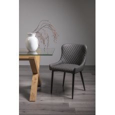 Cezanne - Dark Grey Faux Leather Chair with Black Legs (Single) - Grade A3 - Ref #0315