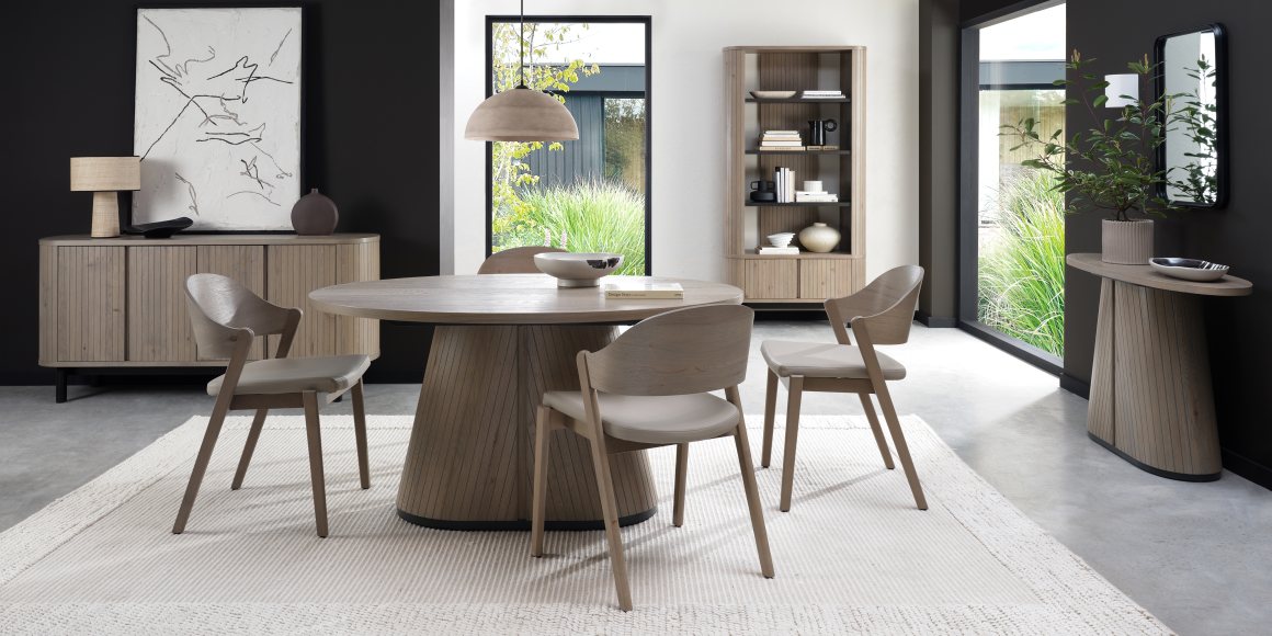 Vega Grey Oiled Oak & Peppercorn Dining