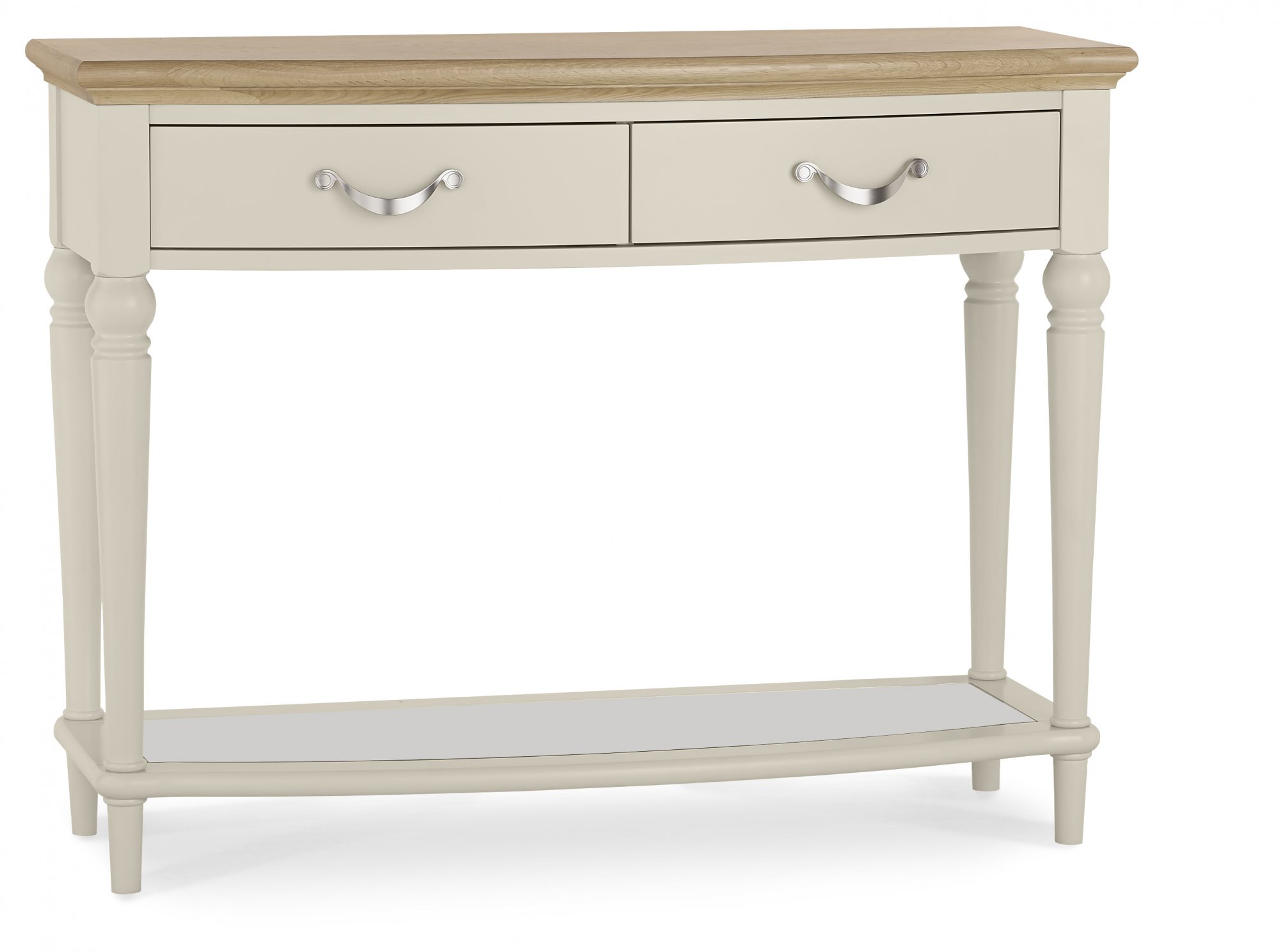 Montreux Pale Oak & Antique White Console Table With Drawers Bentley