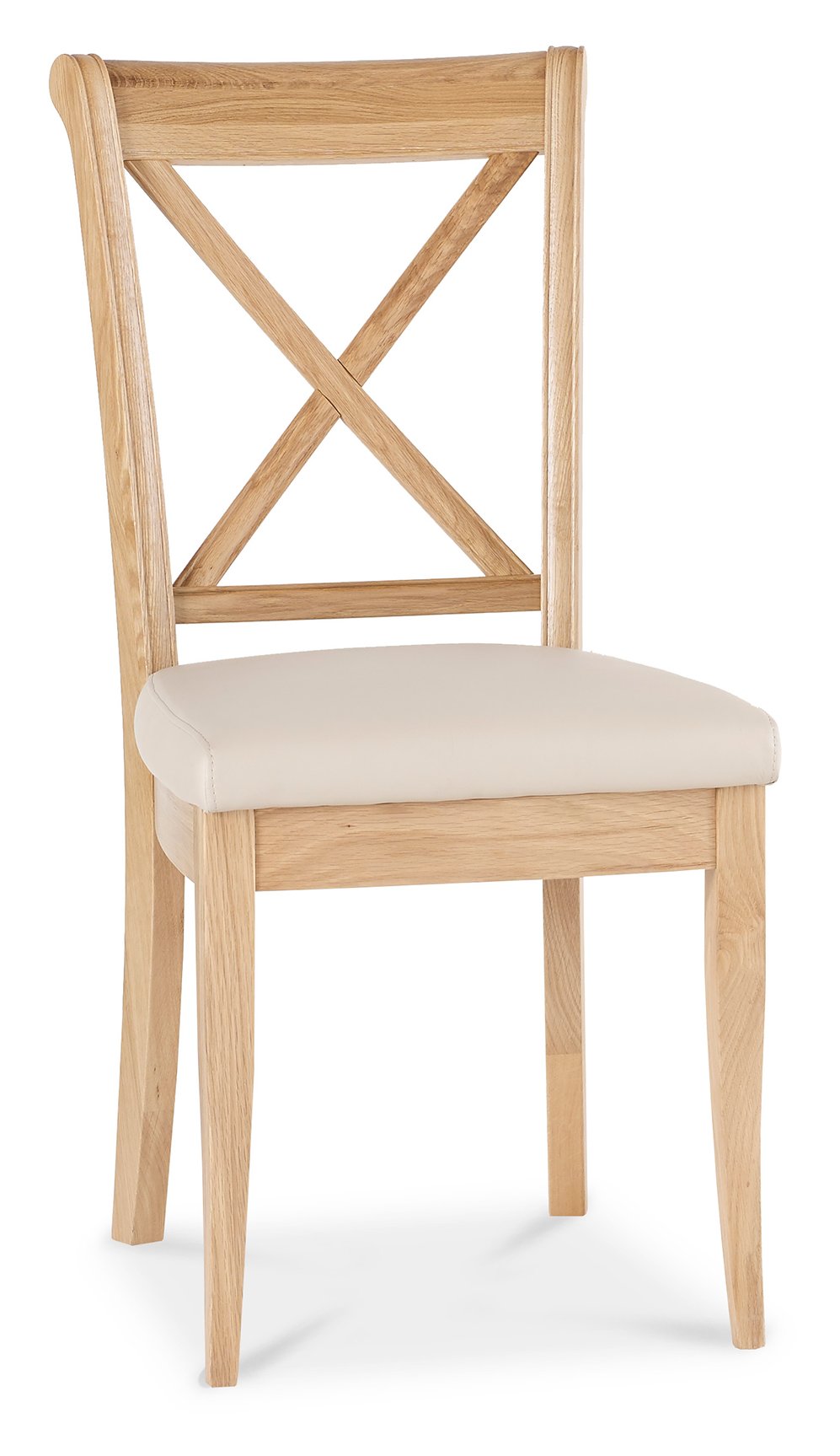 Signature Collection Chantilly Oak X Back Chair Ivory Bonded Leather