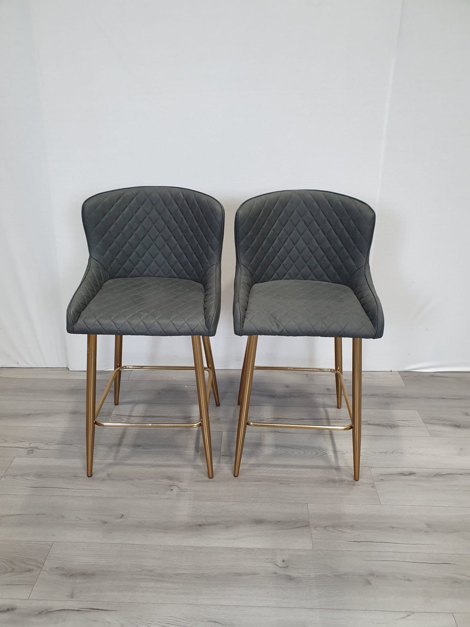 Gallery Collection Cezanne - Dark Grey Faux Leather Bar Stools with ...
