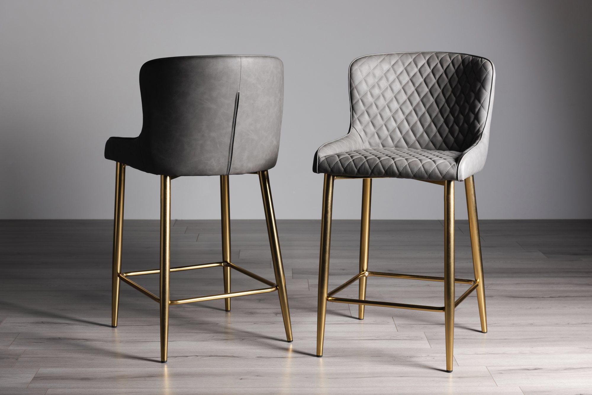 Gallery Collection Cezanne - Dark Grey Faux Leather Bar Stools with ...