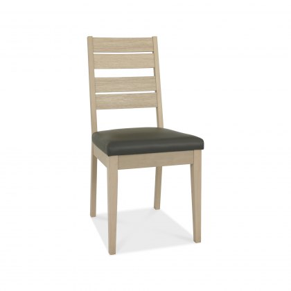 Oakham Scandi Oak Chair - Dark Grey Bonded Leather (Pair)