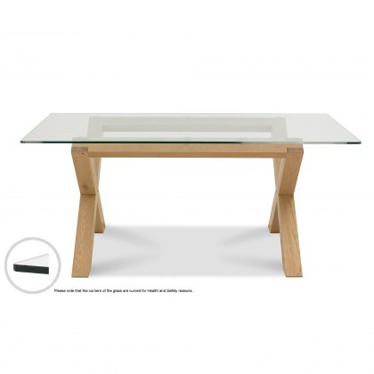 Turin Light Oak Glass Top Dining Table