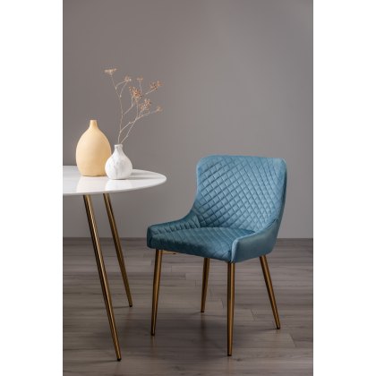 Cezanne - Petrol Blue Velvet Fabric Chairs with Gold Legs (Pair)