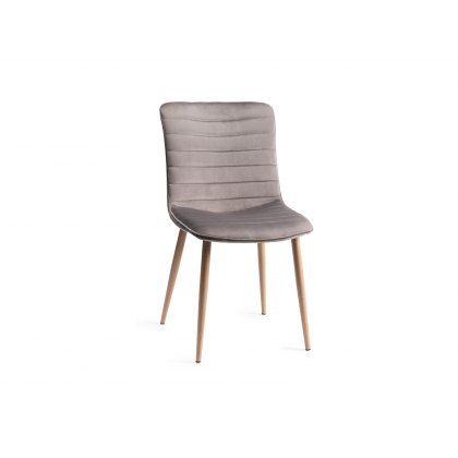 Eriksen - Grey Velvet Fabric Chairs with Oak Effect Legs (Pair)