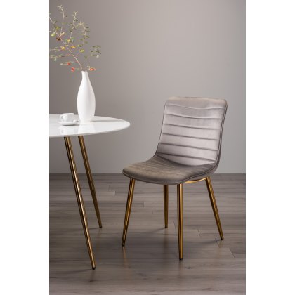 Rothko - Grey Velvet Fabric Chair with Gold Legs (Pair)