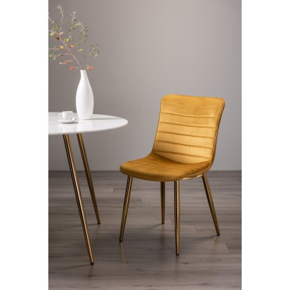 Rothko - Mustard Velvet Fabric Chair with Gold Legs (Pair)
