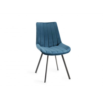 Fontana - Blue Velvet Fabric Chairs with Grey Legs (Pair)