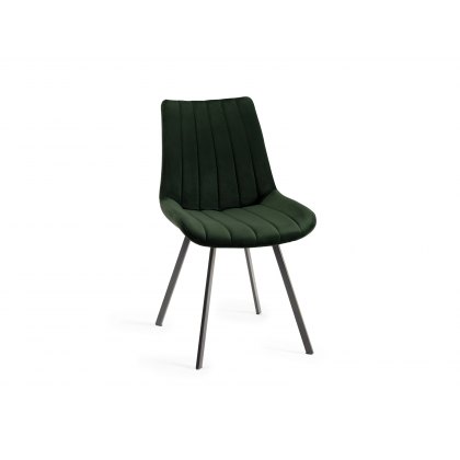 Fontana - Green Velvet Fabric Chair with Black Legs (Pair)