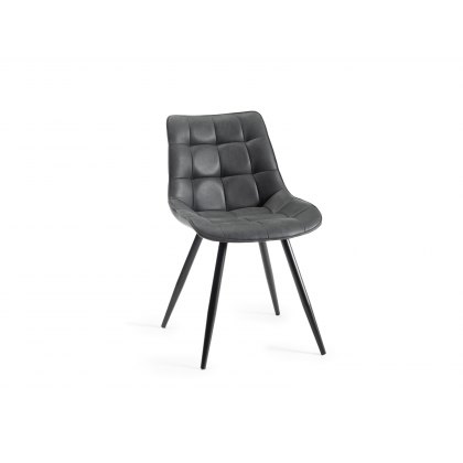 Seurat - Dark Grey Faux Suede Fabric Chair with Black Legs (Pair)