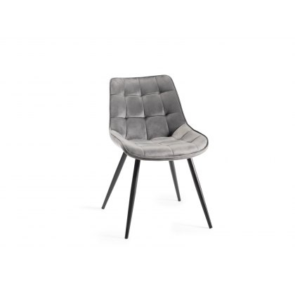 Seurat - Grey Velvet Fabric Chair with Black Legs (Pair)