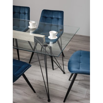 Miro Clear Tempered Glass 6 Seater Dining Table with Black Legs