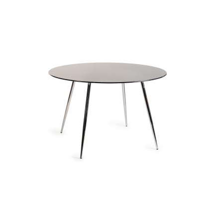 Christo Black Marble Effect Tempered Glass 4 Seater Dining Table with Shiny Nickel Legs