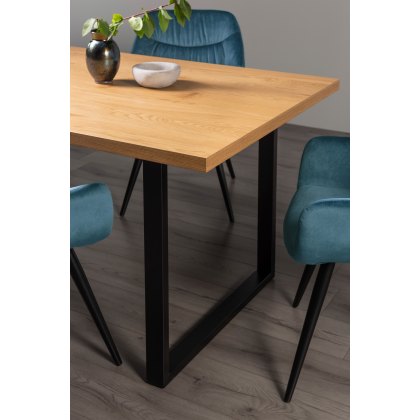 Ramsay Oak Melamine 6 Seater Dining Table with U Shape Black Legs