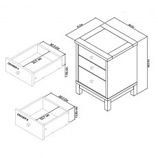 Atlanta Oak 3 Drawer Nightstand