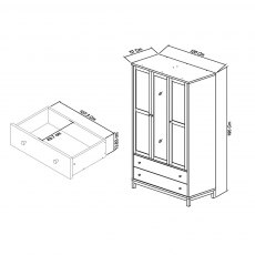 Atlanta Oak Triple Wardrobe