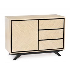 Brunel Chalk Oak & Gunmetal Narrow Sideboard