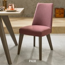 Cadell Aged Oak Upholstered Chair - Mulberry (Pair)