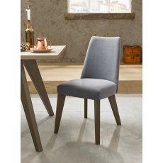 Cadell Aged Oak Upholstered Chair - Slate Blue (Pair)
