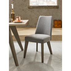 Cadell Aged Oak Upholstered Chair - Smoke Grey Fabric(Pair)