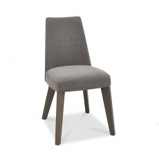Cadell Aged Oak Upholstered Chair - Smoke Grey Fabric(Pair)