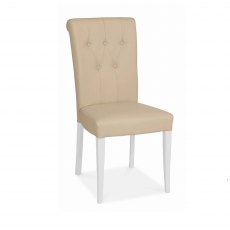 Hampstead Two Tone Upholstered Chair - Ivory Bonded Leather (Pair)