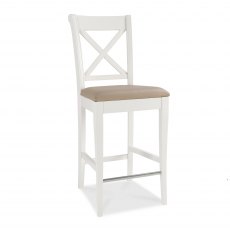 Hampstead Two Tone X Back Bar Stool - Ivory Bonded Leather(Pair)
