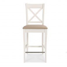 Hampstead Two Tone X Back Bar Stool - Ivory Bonded Leathr(Pair)