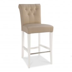 Hampstead Two Tone Upholstered Bar Stool - Ivory Bonded Leather (Pair)