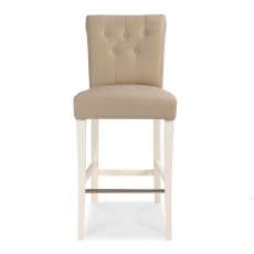 Hampstead Two Tone Upholstered Bar Stool - Ivory Bonded Leather (Pair)