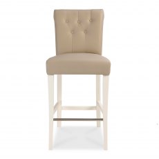 Hampstead Two Tone Upholstered Bar Stool - Ivory Bonded Lthr (Pair)