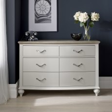 Montreux Grey Washed Oak & Soft Grey 6 Drawer Wide Chest