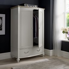 Montreux Grey Washed Oak & Soft Grey Double Wardrobe