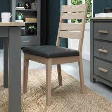 Oakham Scandi Oak Chair - Dark Grey Bonded Leather (Pair)