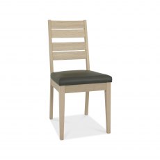 Oakham Scandi Oak Chair - Dark Grey Bonded Leather (Pair)