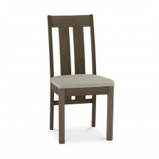 Turin Dark Oak Slatted Chair - Pebble Grey Fabric (Pair)
