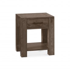 Turin Dark Oak Lamp Table With Drawer