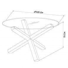 Turin Dark Oak Circular Glass Table