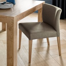 Turin Light Oak Low Back Upholstered Chair - Black Gold Fabric (Pair)