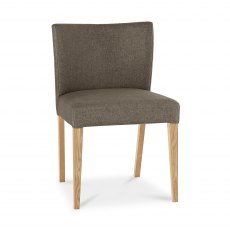 Turin Light Oak Low Back Upholstered Chair - Black Gold Fabric (Pair)
