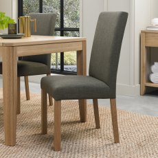 Parker Light Oak Square Back Chair - Black Gold Fabric  (Pair)