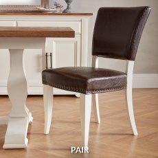 Belgrave Ivory Upholstered Chair -  Espresso Faux Leather  (Pair)