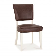 Belgrave Ivory Upholstered Chair -  Espresso Faux Leather  (Pair)