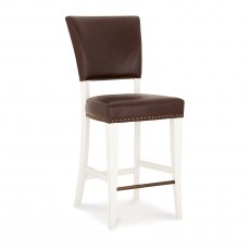 Belgrave Ivory Bar Stool -  Rustic Espresso Faux Leather  (Pair)