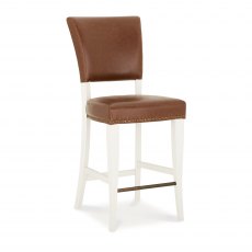 Belgrave Ivory Bar Stool -  Rustic Tan Faux Leather  (Pair)