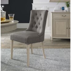 Bordeaux Chalk Oak Uph Scoop Chair -  Titanium Fabric (Pair)