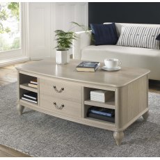 Bordeaux Chalk Oak Coffee Table With Drawers