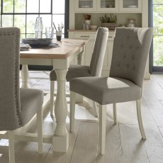Chartreuse Antique White Upholstered Chair - Titanium Fabric (Pair)